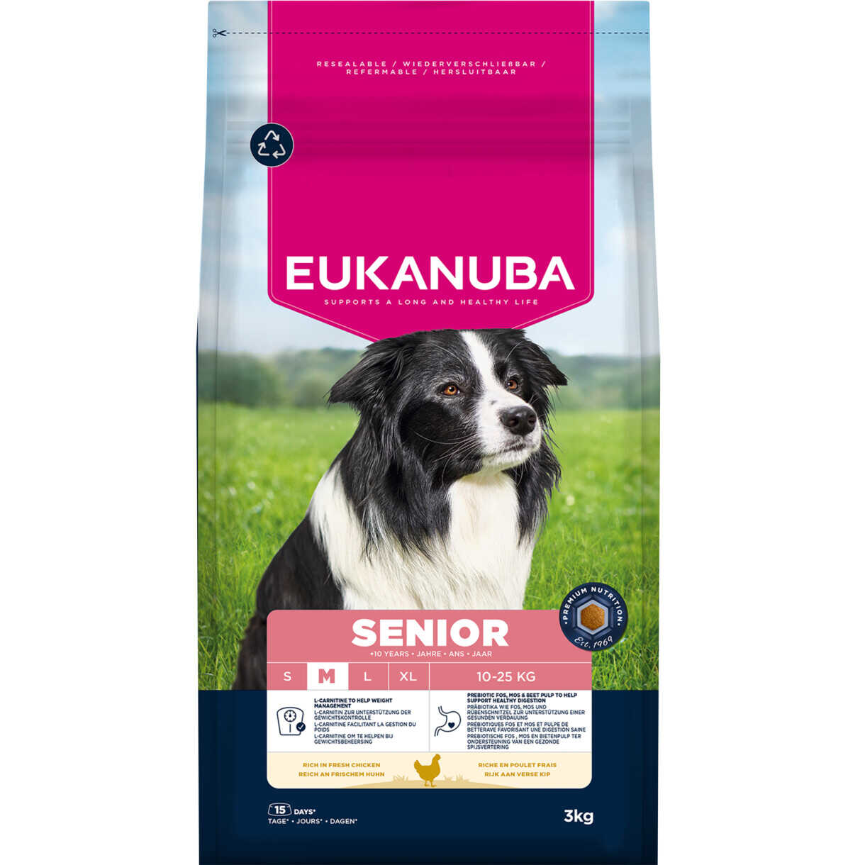 Eukanuba Senior Hundefutter Medium Breed mit Huhn ab 10 Jahren und älter