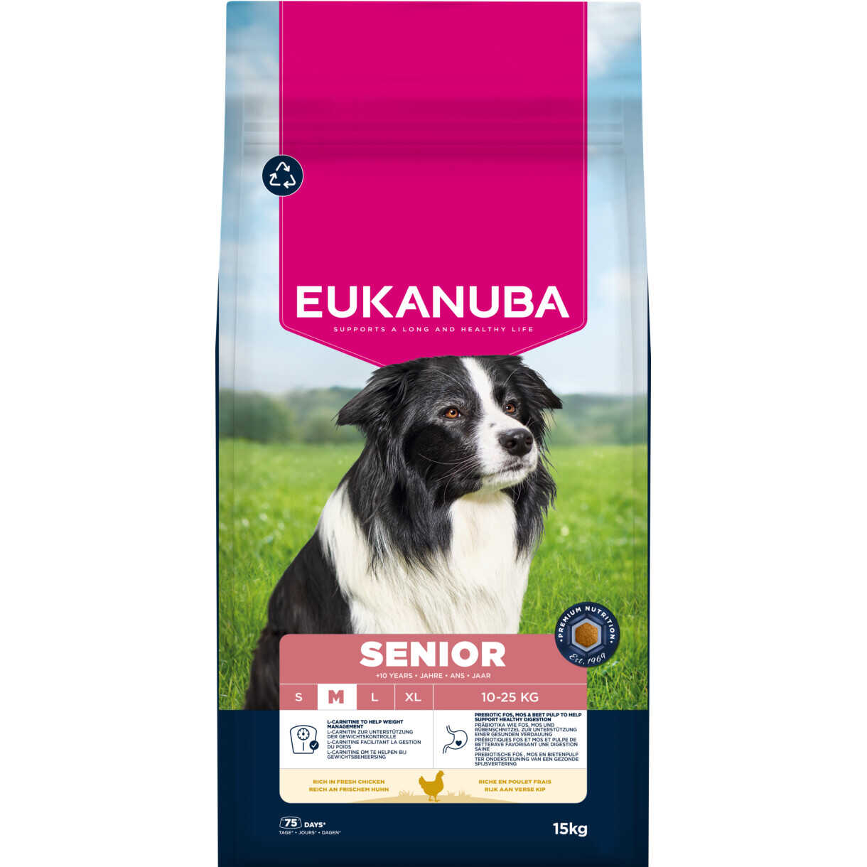 15 kg Eukanuba Senior Hundefutter Mittelgroß mit Huhn