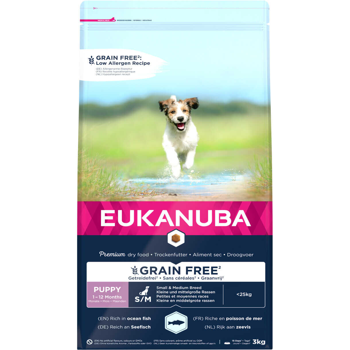 3 kg EUKANUBA Puppy & Junior und Welpenfutter mit Seefisch Small/Medium getreidefrei