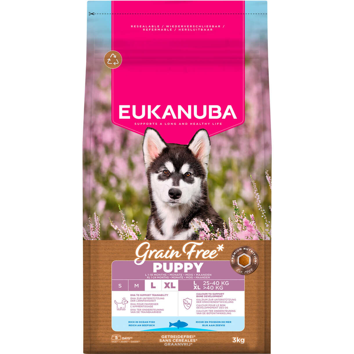 3 kg EUKANUBA Puppy & Junior und Welpenfutter mit Seefisch Large getreidefrei
