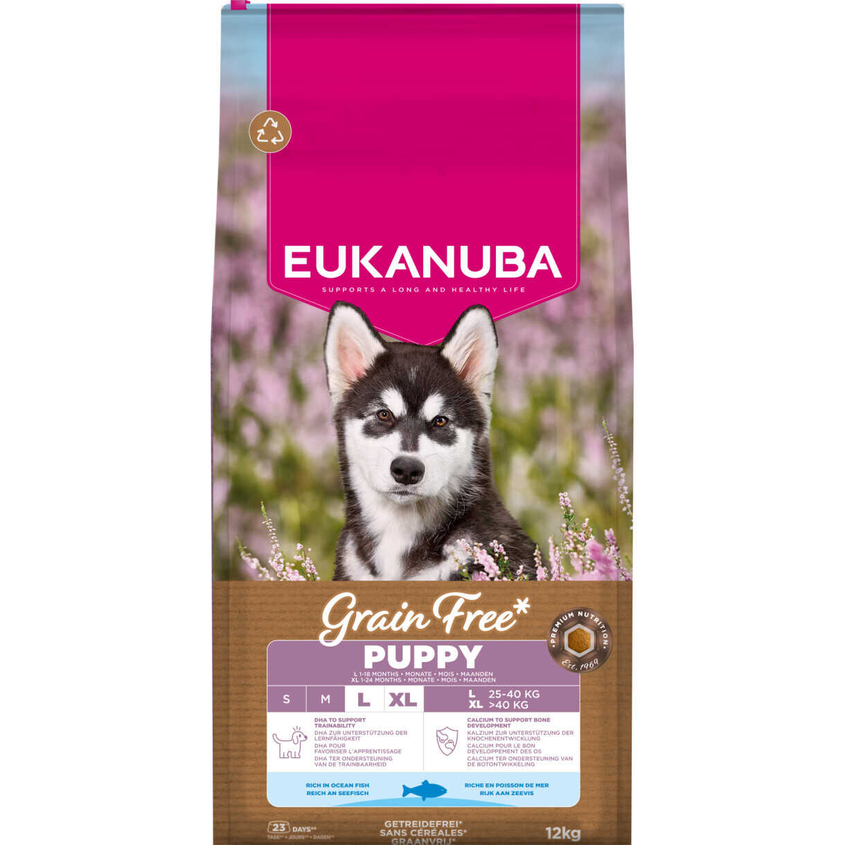 12 kg EUKANUBA Puppy & Junior und Welpenfutter mit Seefisch Large getreidefrei