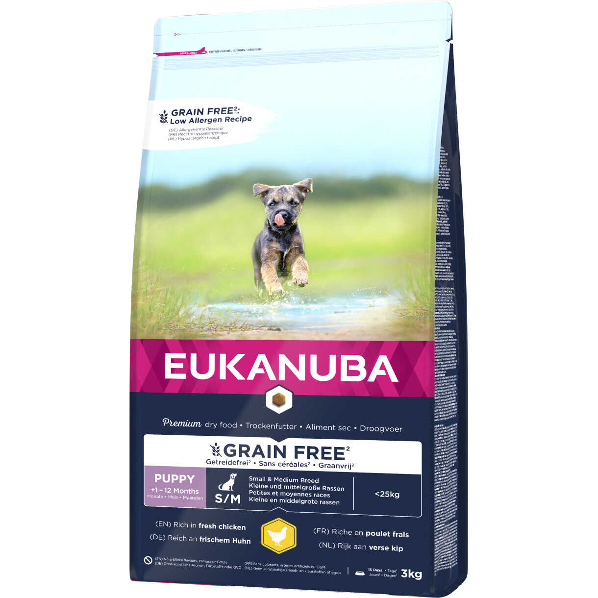 3 kg Eukanuba Puppy & Junior Welpenfutter mit Huhn Small/Medium getreidefrei