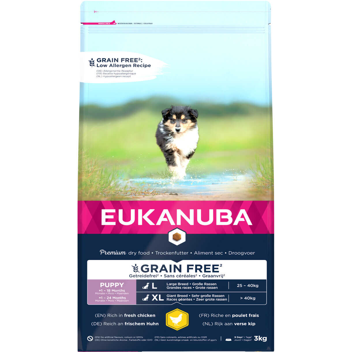 3 kg Eukanuba Puppy & Junior Puppy Futter mit Huhn Large getreidefrei