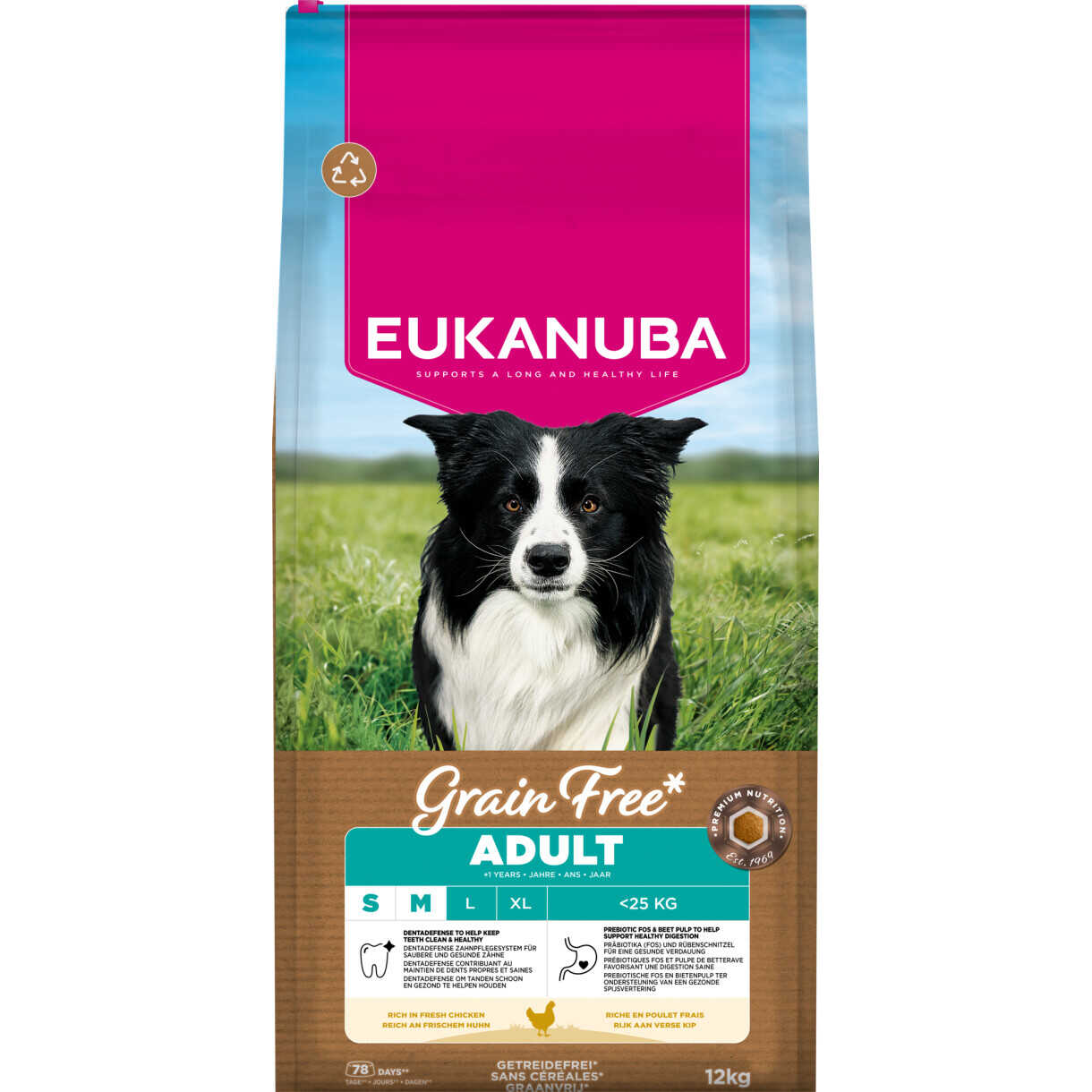 12 kg Eukanuba Hundefutter mit Huhn Small/Medium - getreidefrei