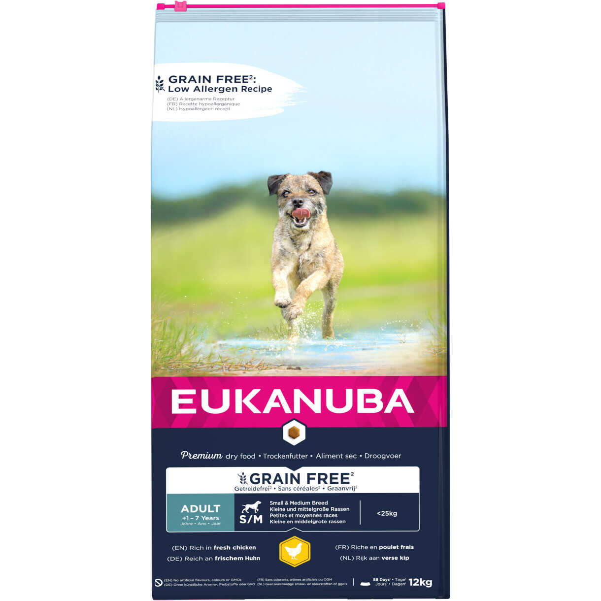 12 kg Eukanuba Hundefutter mit Huhn Small/Medium - getreidefrei