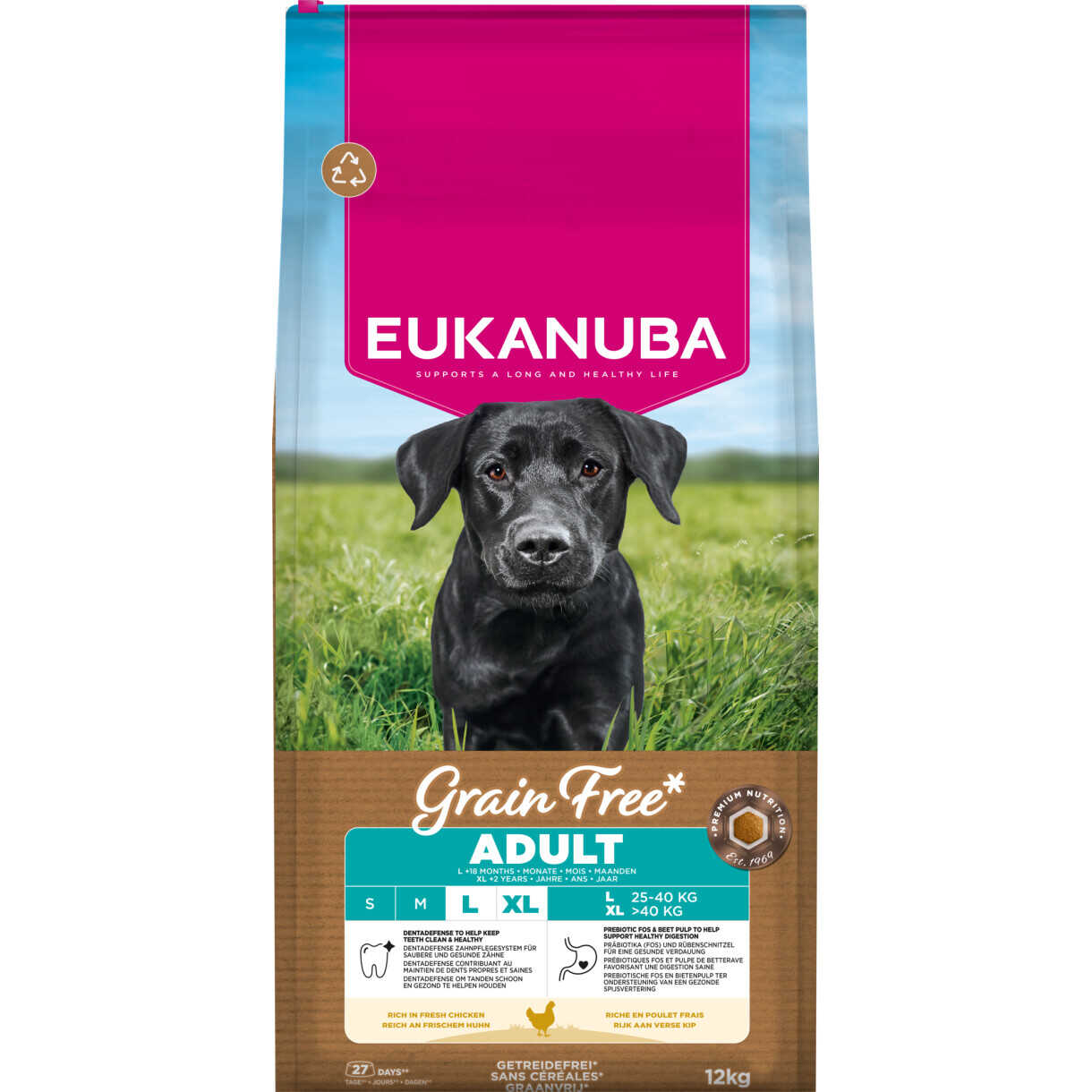12 kg Eukanuba Hundefutter mit Huhn Große Rassen - getreidefrei