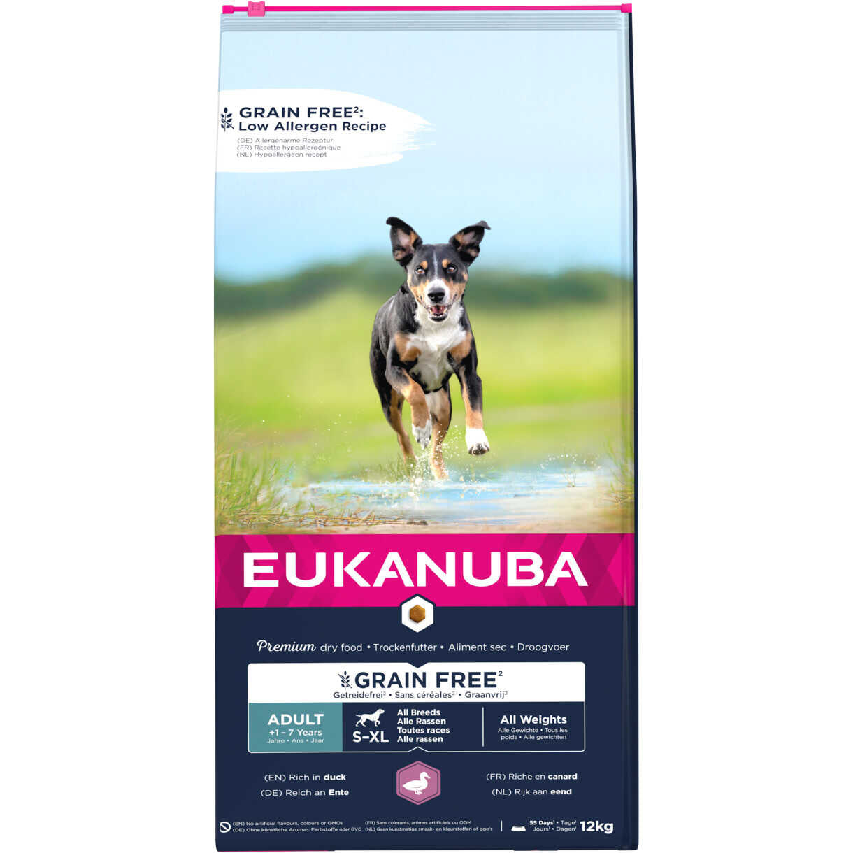 12 kg Eukanuba Hundefutter mit Ente - getreidefrei