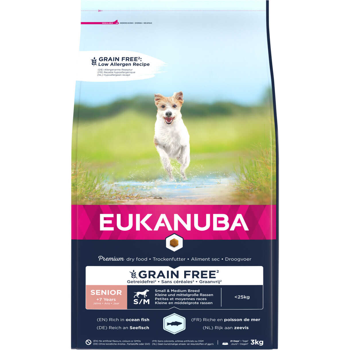 3 kg EUKANUBA Senior Hundefutter mit Seefisch Small/Medium - getreidefrei