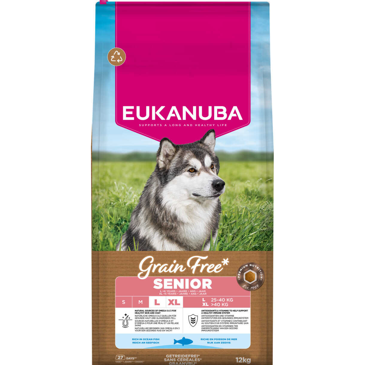 12 kg EUKANUBA Senior Hundefutter mit Seefisch Large - getreidefrei