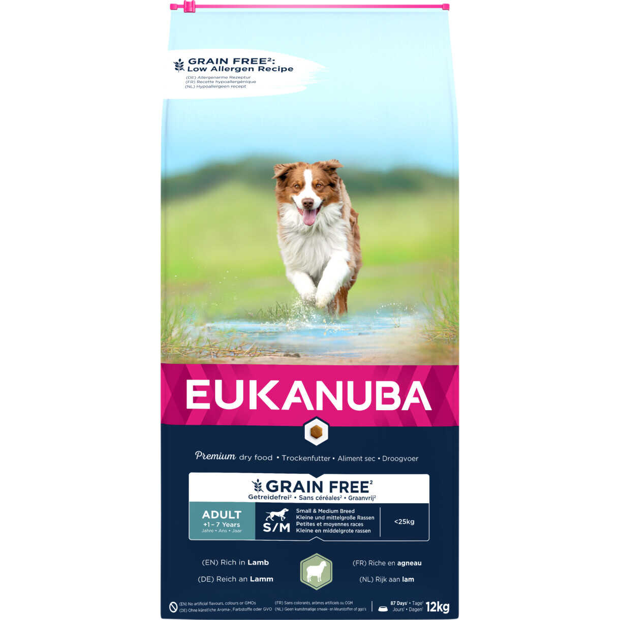 12 kg Eukanuba Hundefutter mit Lamm Small/Medium getreidefrei