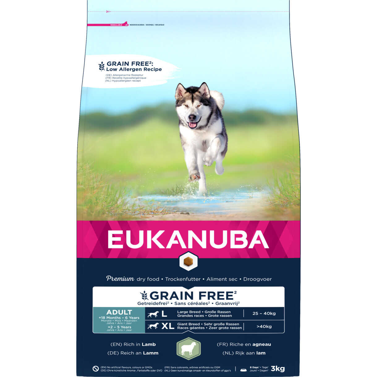 3 kg Eukanuba Hundefutter mit Lamm Large getreidefrei