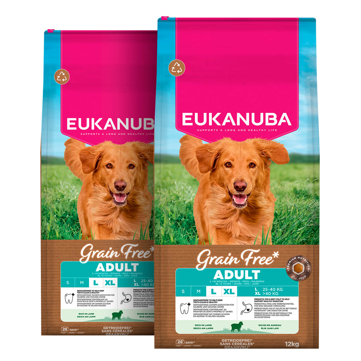 2 x 12 kg Eukanuba Hundefutter mit Lamm Large getreidefrei