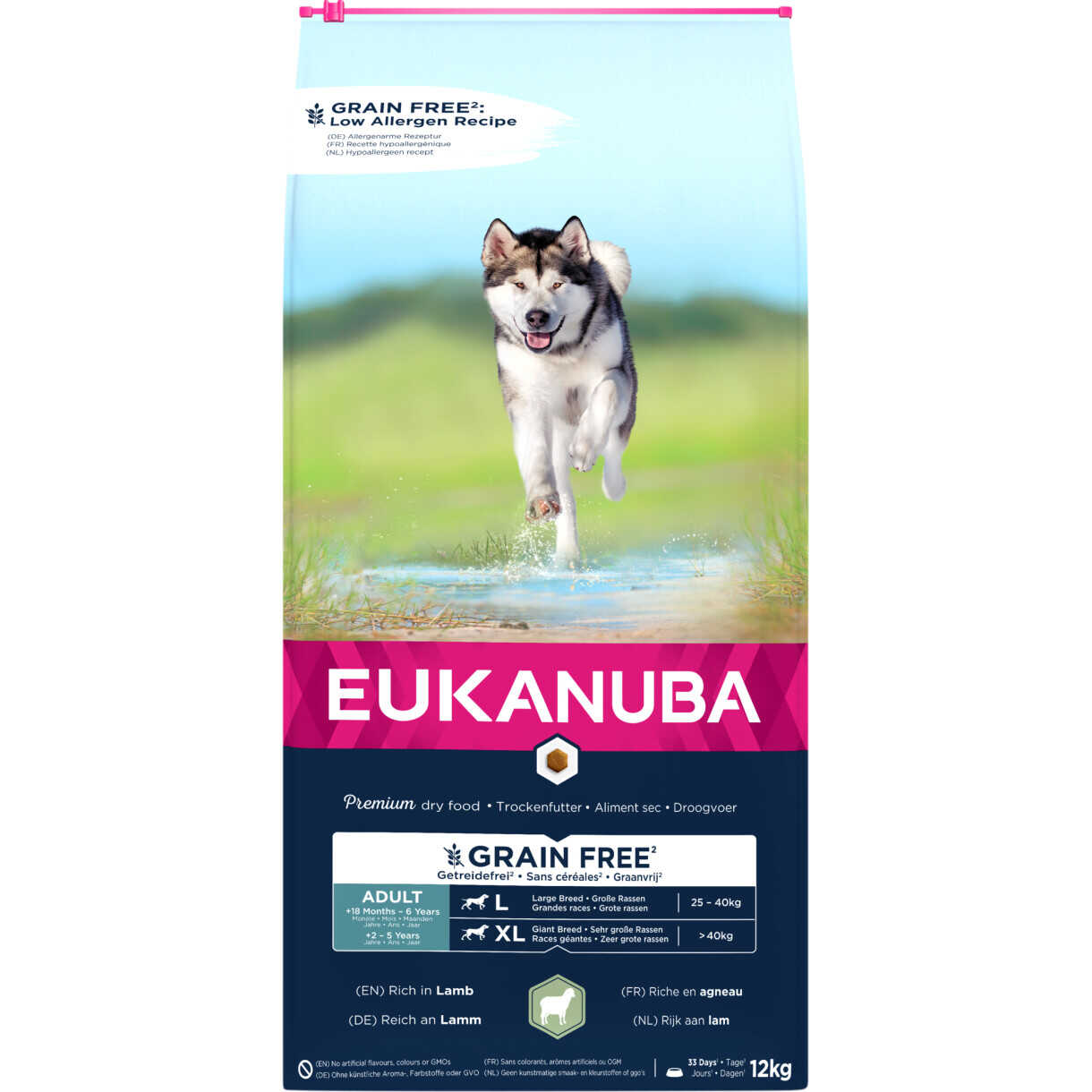 12 kg Eukanuba Hundefutter mit Lamm Large getreidefrei