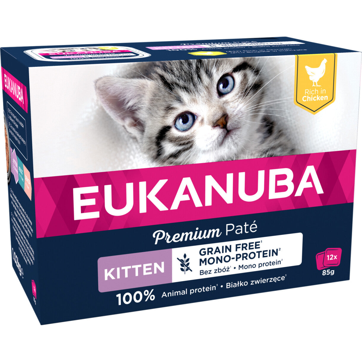 12 x 85 g Eukanuba Kitten Nassfutter mit Huhn - getreidefrei