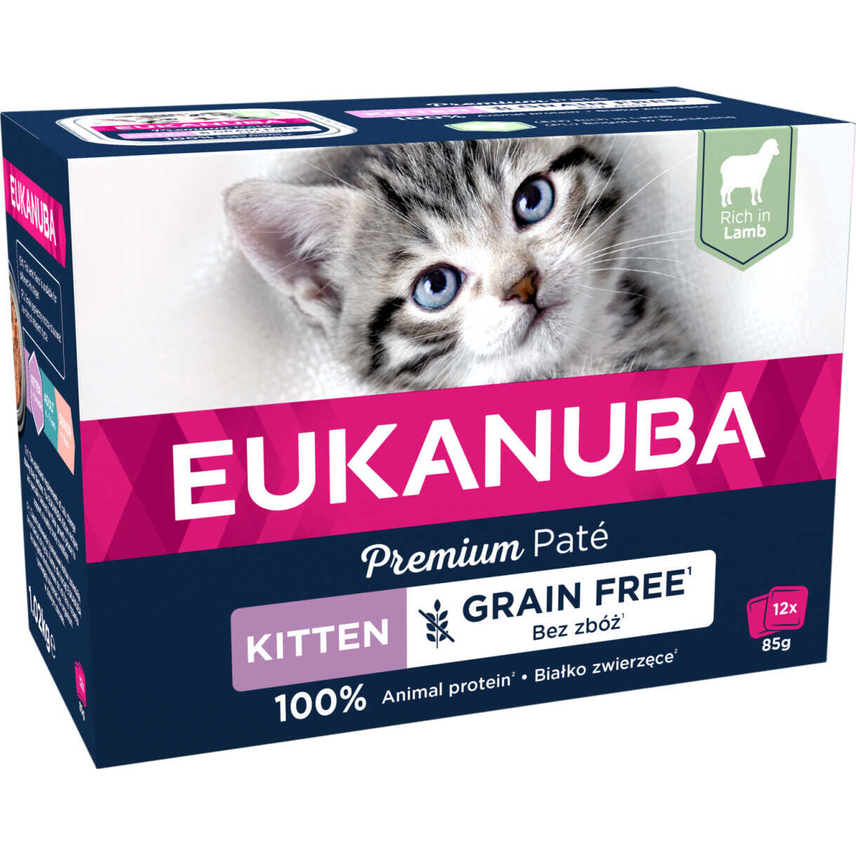 12 x 85 g Eukanuba Kitten Nassfutter mit Lamm - getreidefrei