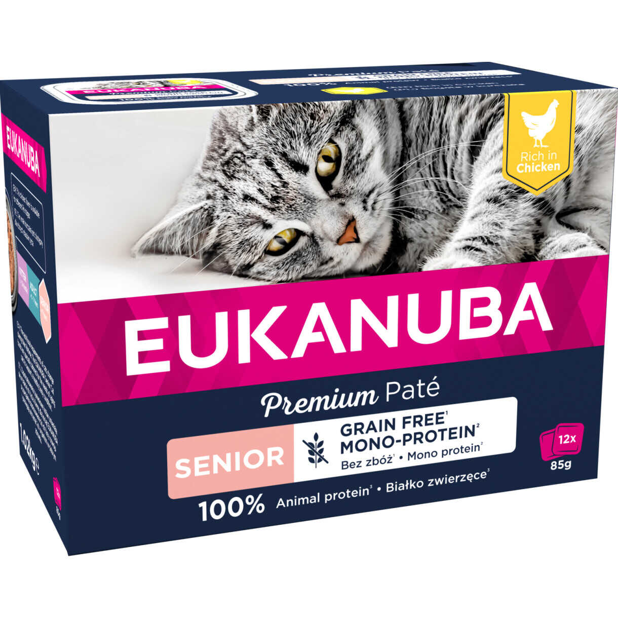 12 x 85 g Eukanuba Senior Nassfutter für Katzen mit Huhn - getreidefrei