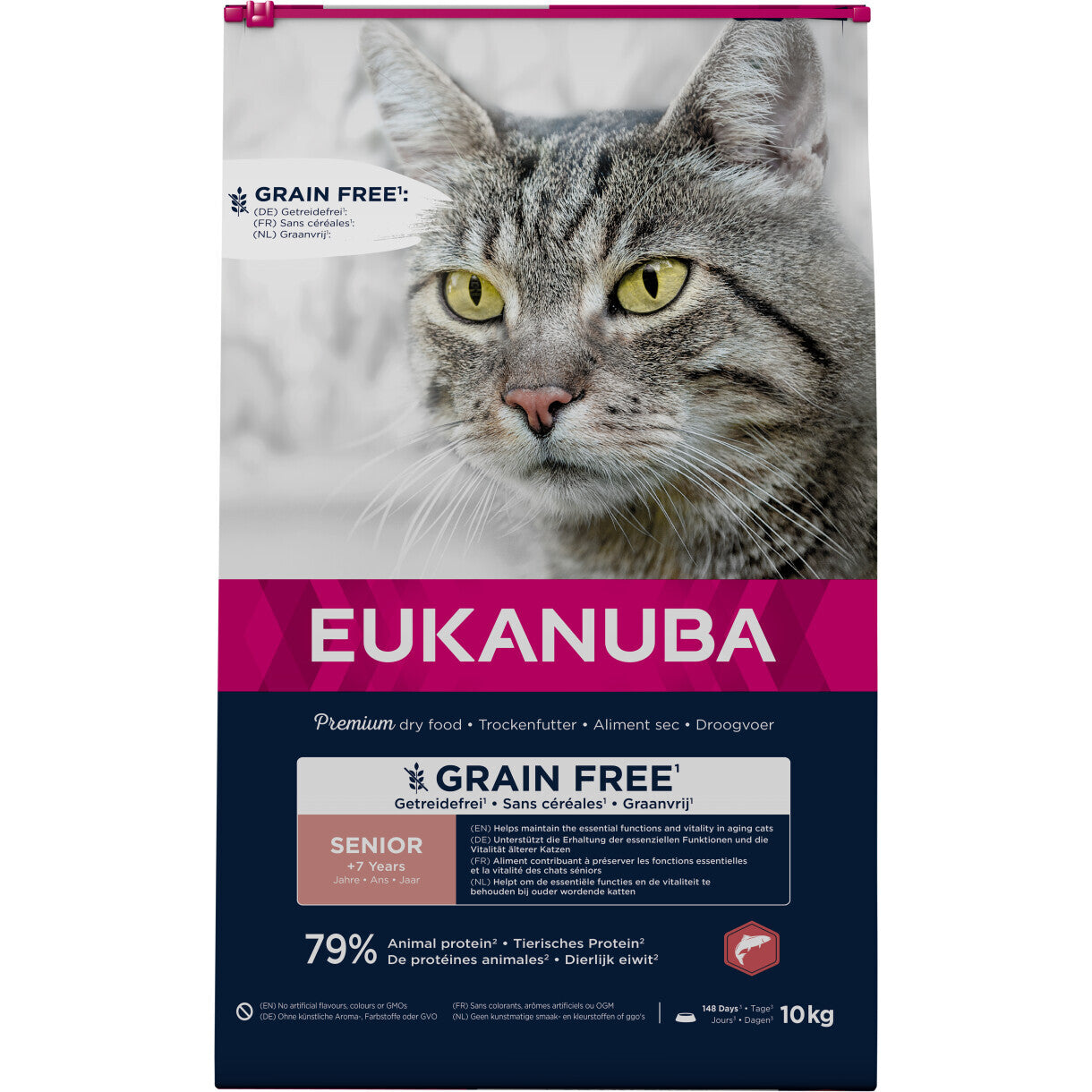 10 kg Eukanuba Katzenfutter für ältere Katzen mit Lachs - getreidefrei