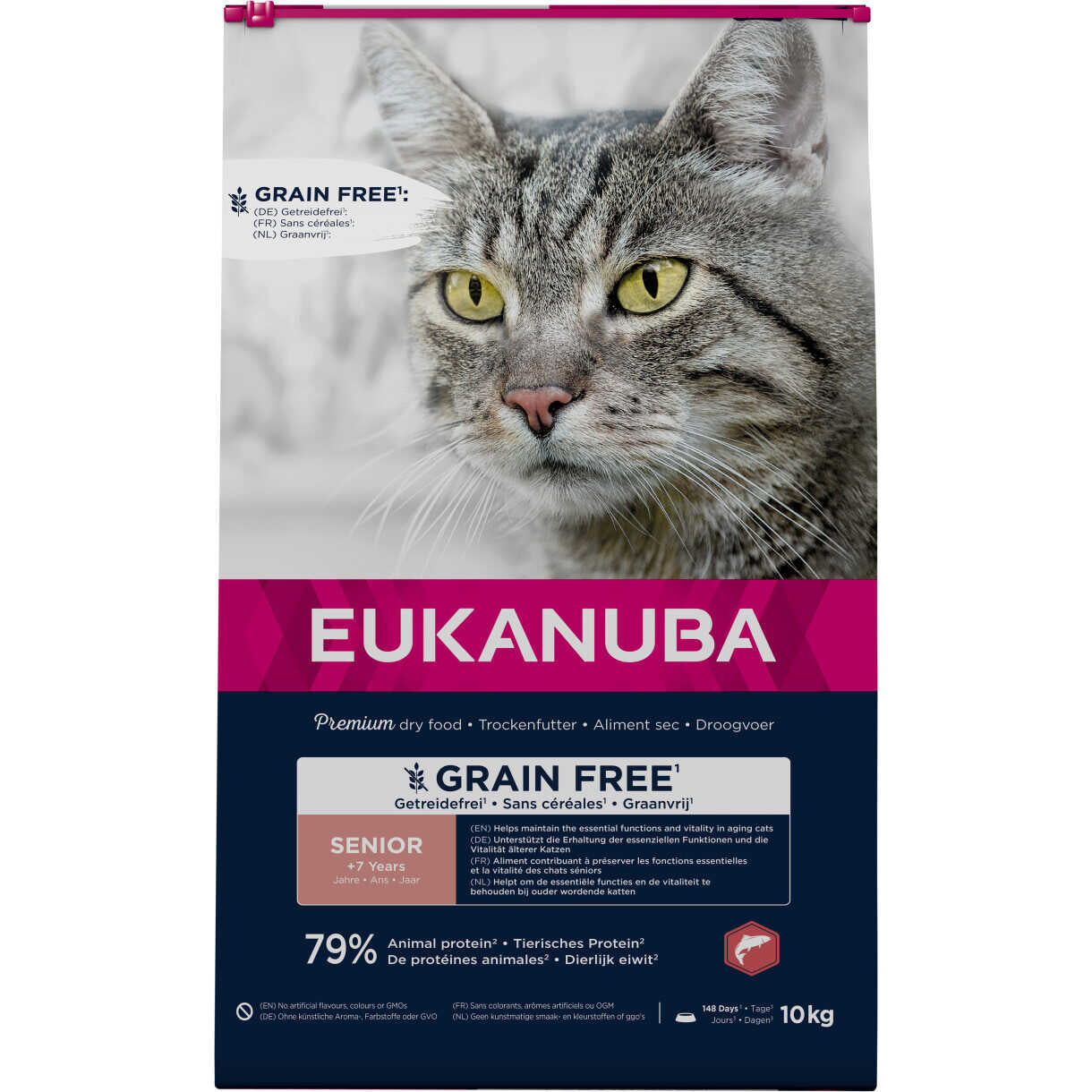 10 kg Eukanuba Katzenfutter für ältere Katzen mit Lachs - getreidefrei