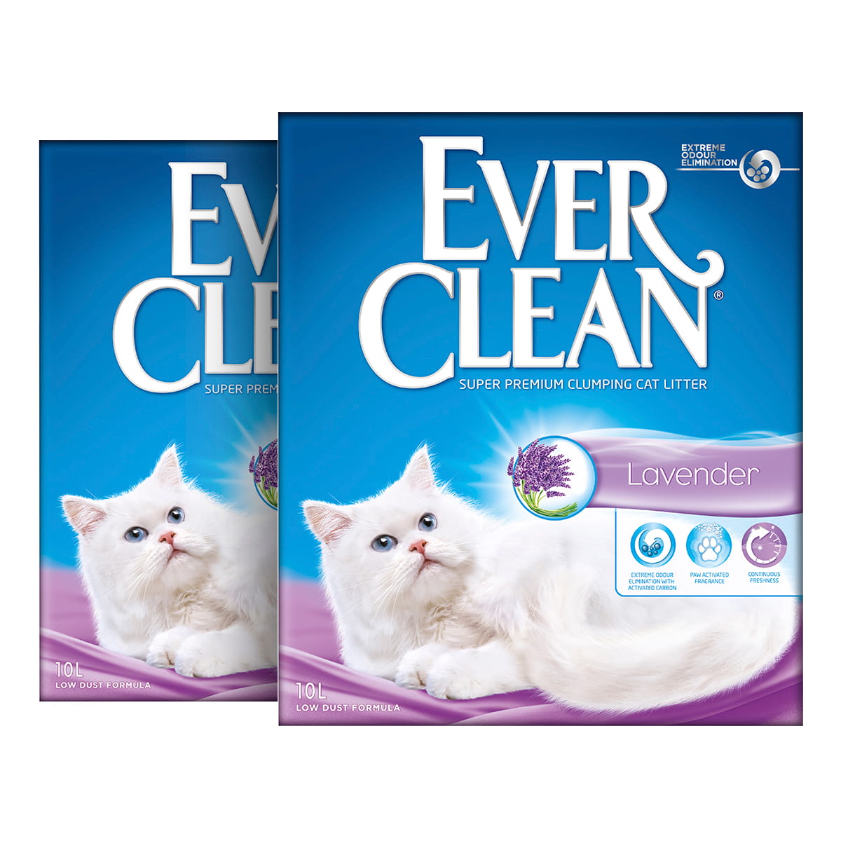 2 x 10 kg. | EverClean Katzenstreu kompakt mit Lavendelduft