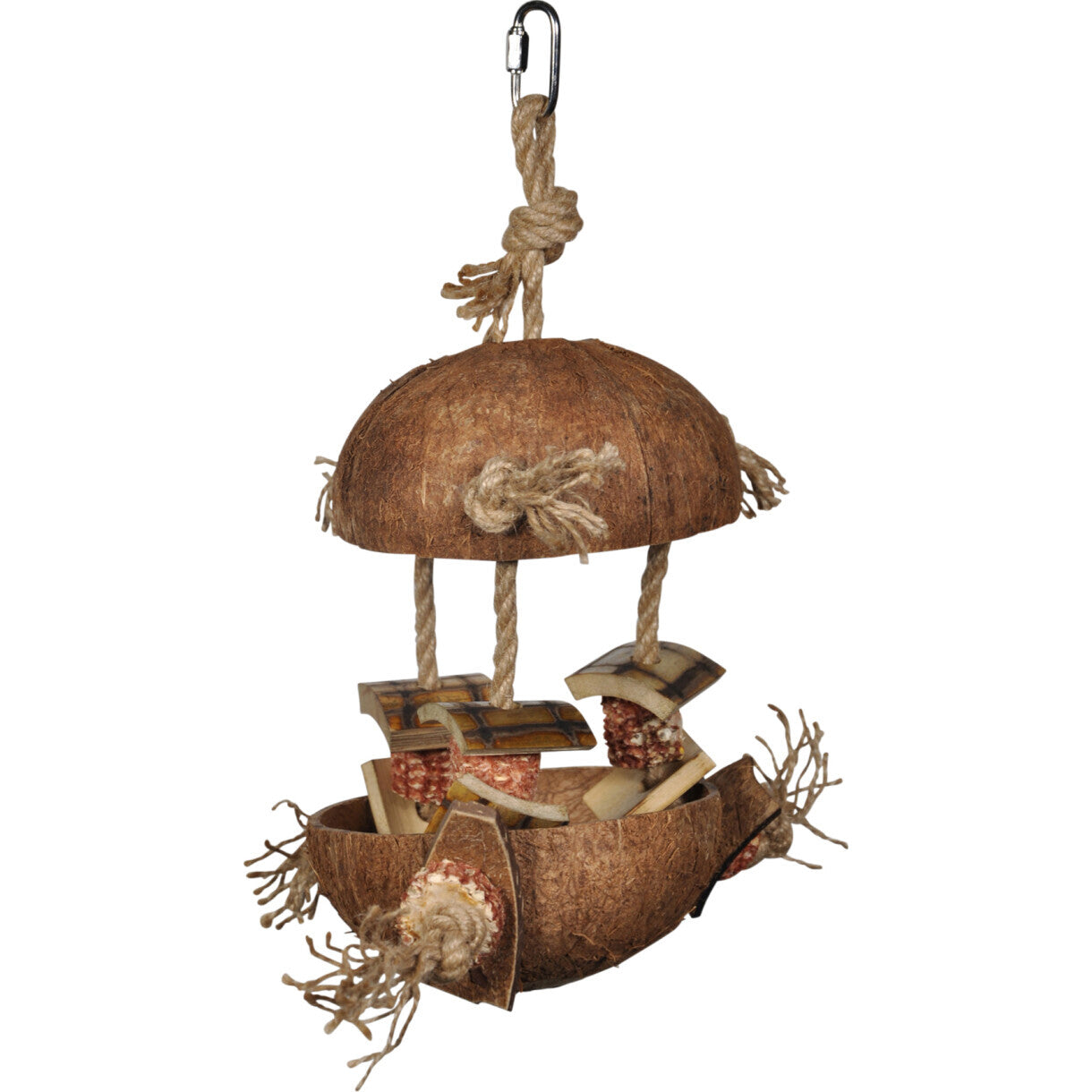 Vogelspielzeug für Sittiche und Kanarienvögel 36 x 16 cm - Kokosnuss und Bambus