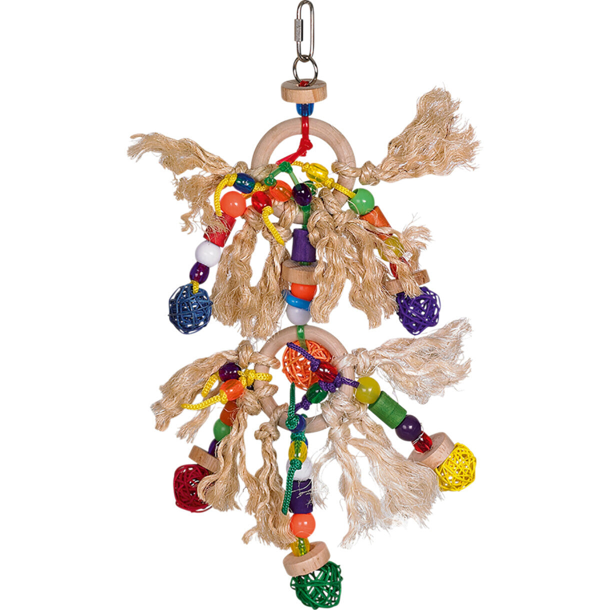 Vogelspielzeug für Sittiche und Papageien 35 x 24 cm - Ringe und mehrfarbig