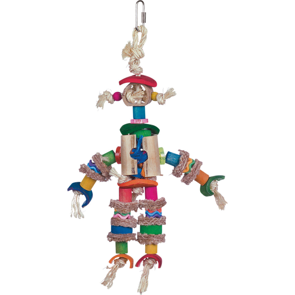 Vogelspielzeug für Sittiche und Papageien 29 x 20 cm - Vogelscheuche und mehrfarbig