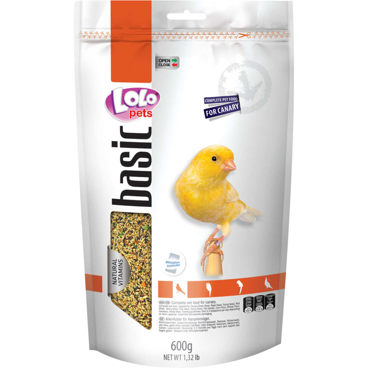 Kanarienvogelfutter komplett - 600g - wiederverschließbarer Beutel