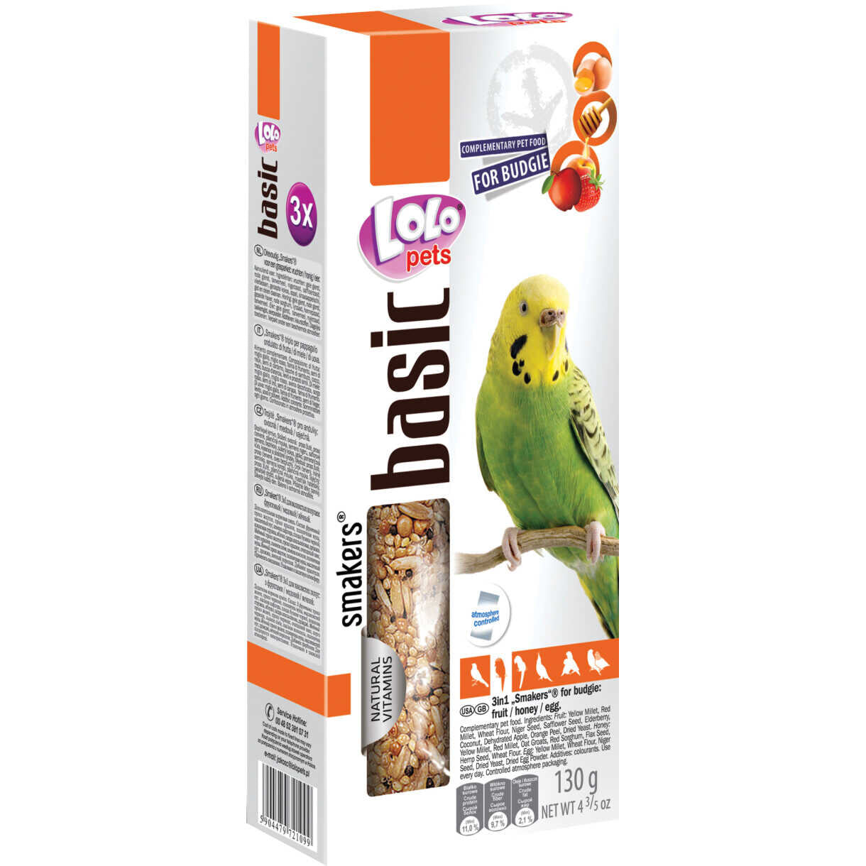 3 Stück Kabberstangen mit Fruchteierhonig für Wellensittiche - 130 gr