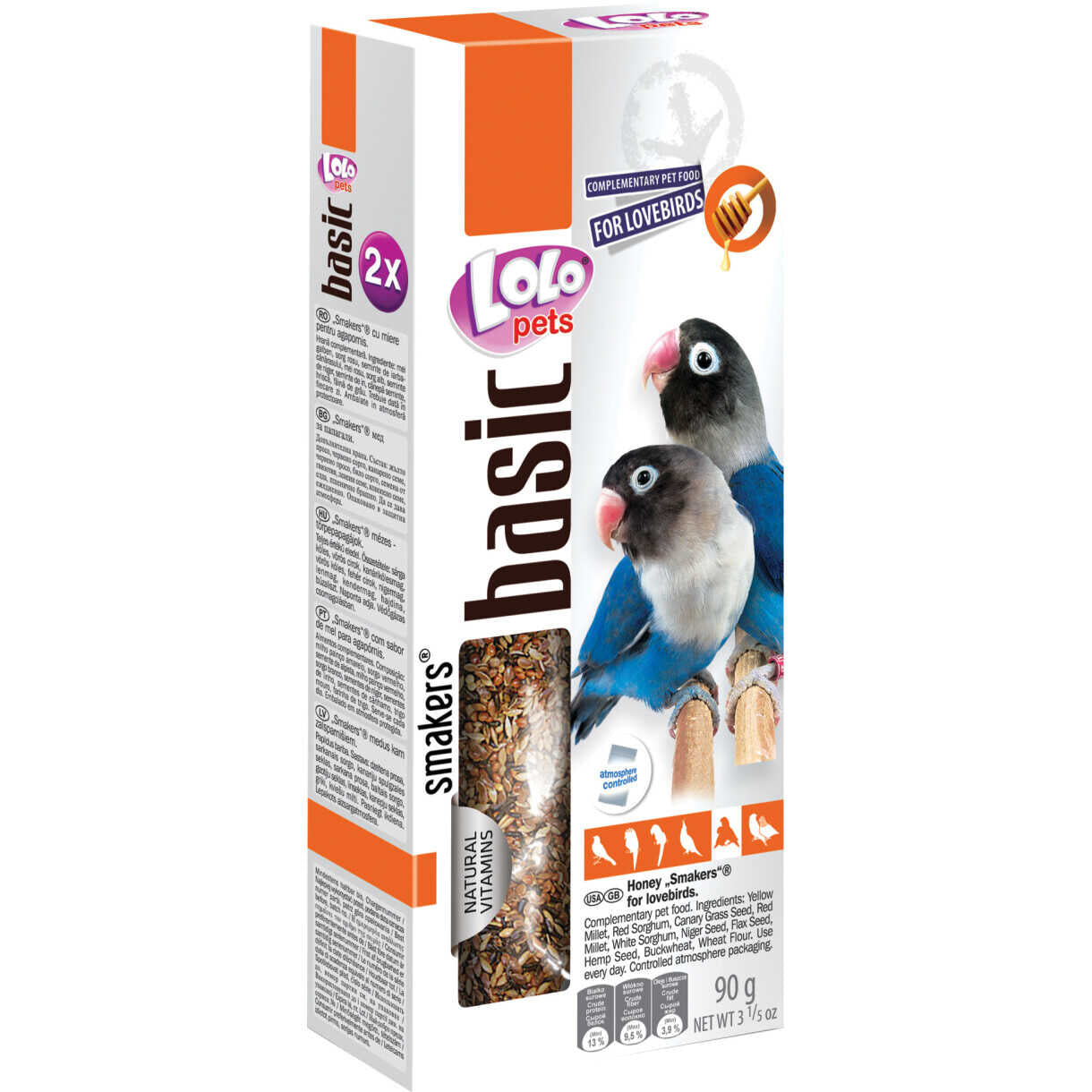 2 Stück LOLO Pets Kabberstangen mit Honig für Zwergpapageien 80-90 gr