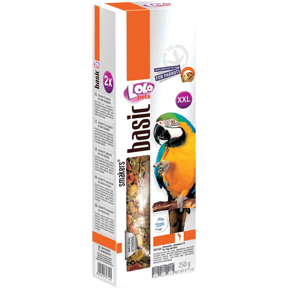 2 x 125 gr XXL Kabberstangen für Papageien mit Pistazien