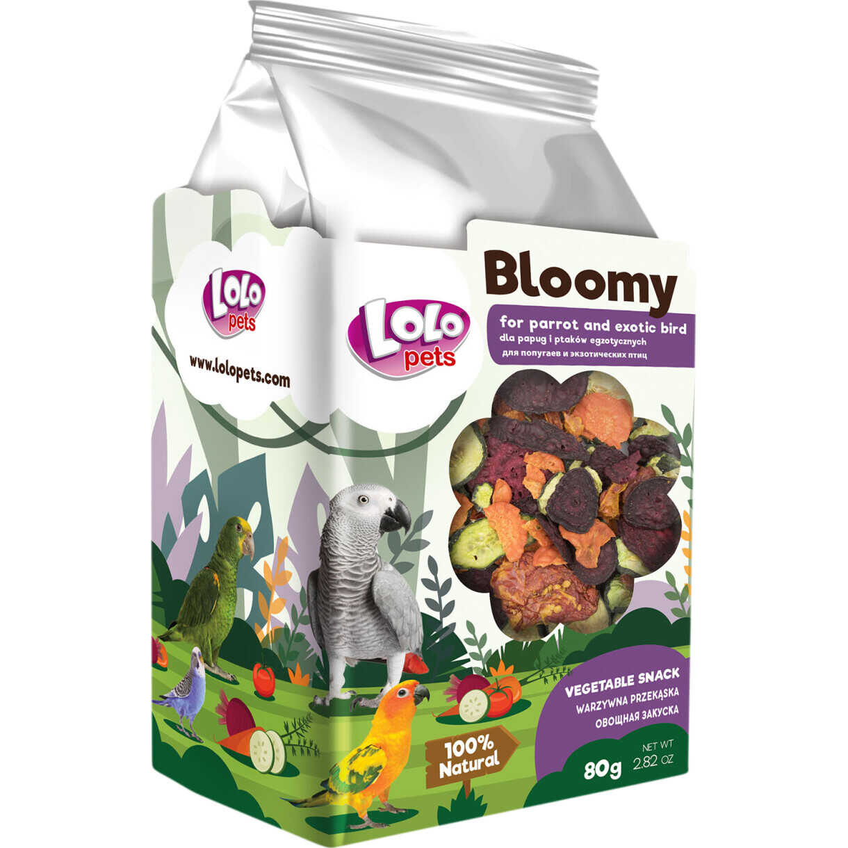 Lolo Bloomy Snack mit Gemüse für Papageien und kleine exotische Vögel 80 gr