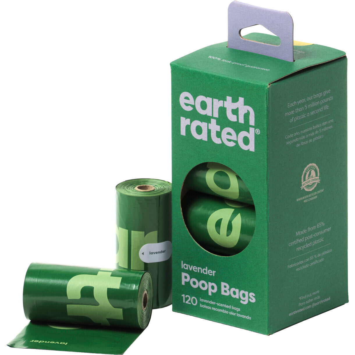 Earth Rated Eco-Friendly Hundekotbeutel mit Lavendel - 120 Beutel in 8 Rollen