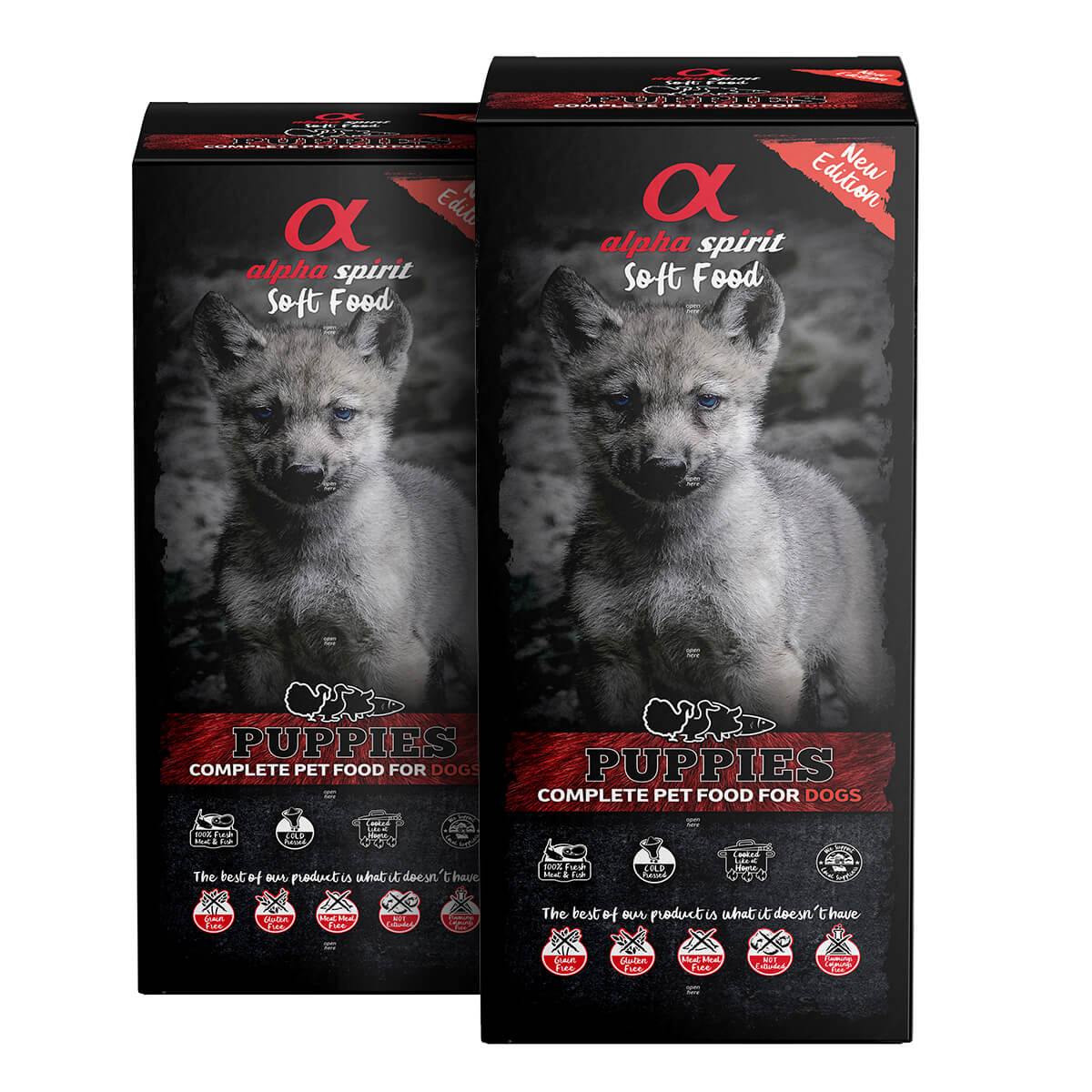 2 x 9 kg. Alpha Spirit Welpen Hundefutter mit Fisch und Fleisch