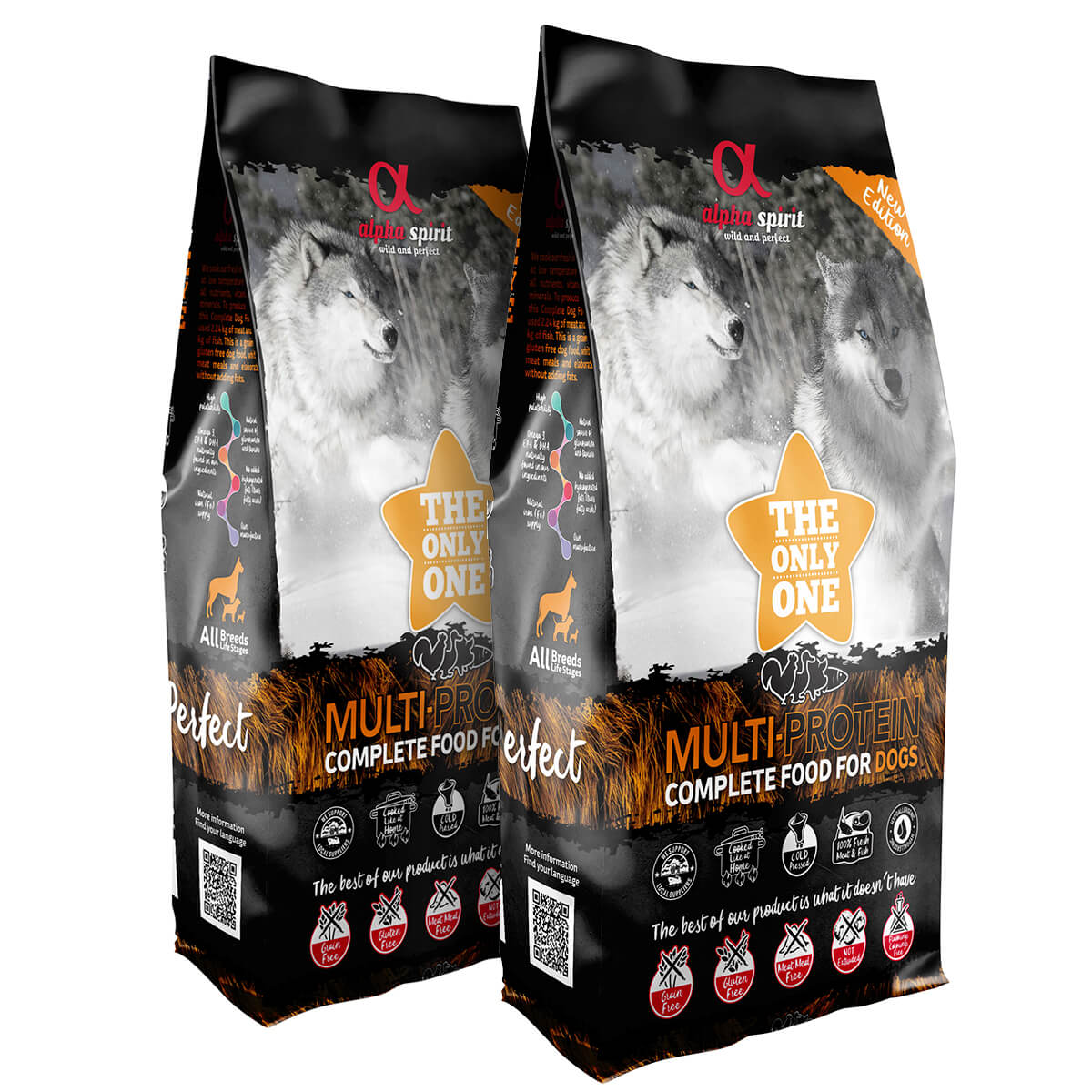 2 x 12 kg. Alpha Spirit THE ONLY ONE Hundefutter mit Huhn und Fisch