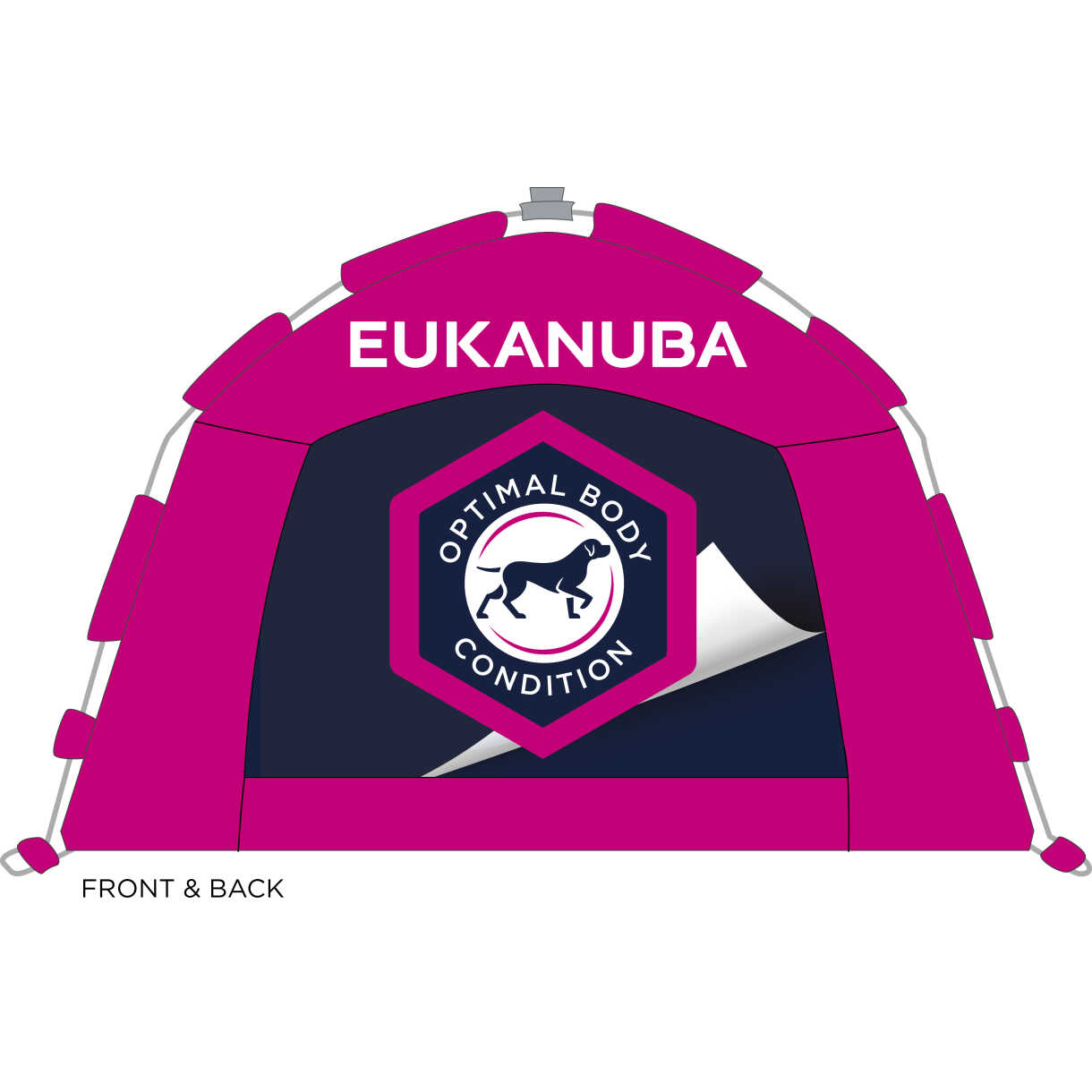 Rosa Ausstellungszelt mit Eukanuba-Logo