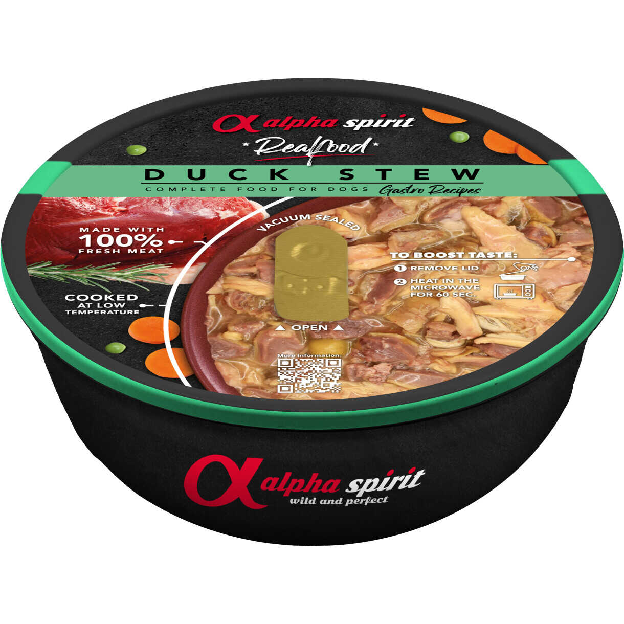 280 g Alpha Spirit Real Food (Ente) Fertiggerichte für Hunde