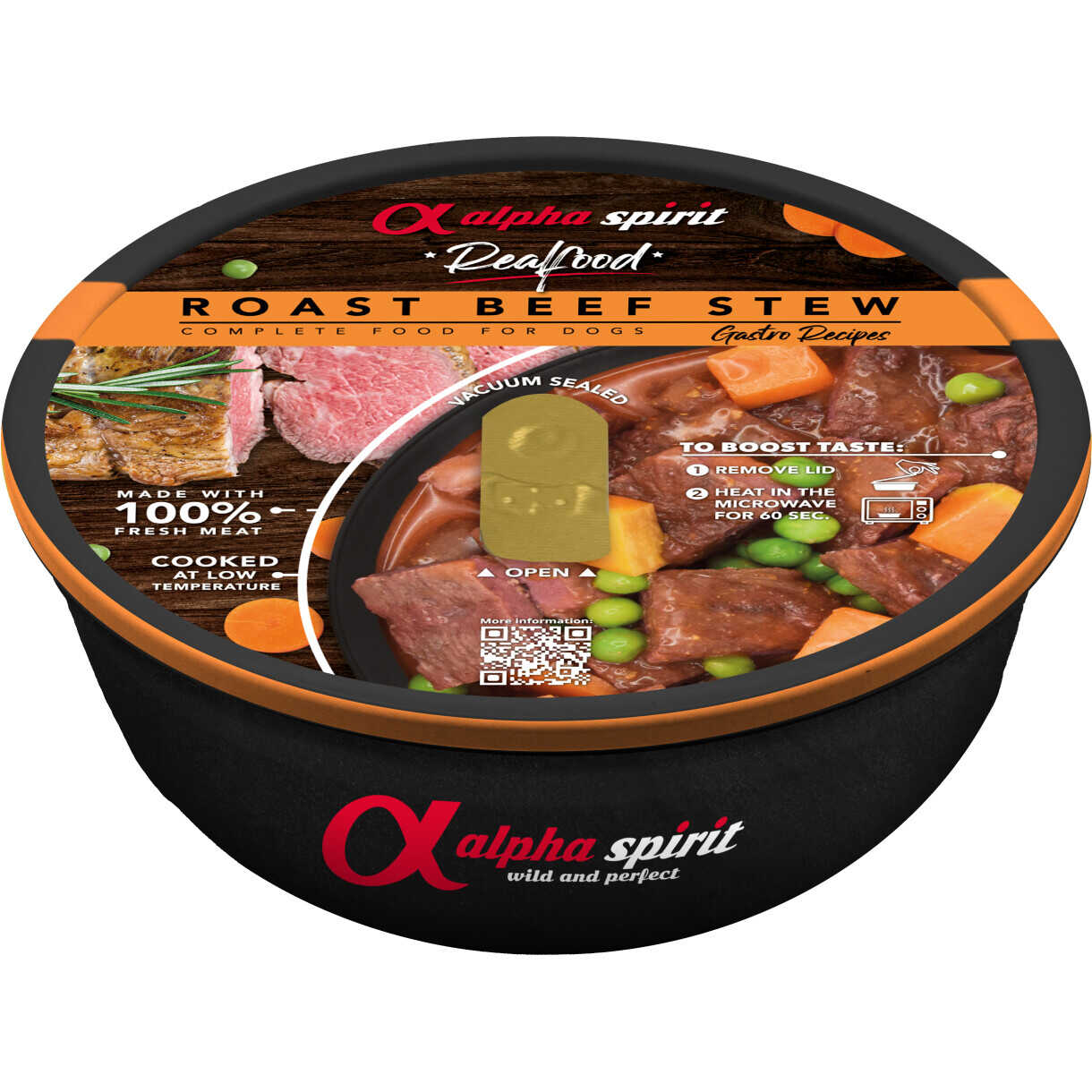 280 g Alpha Spirit Real Food (Rindfleisch) Fertiggerichte für Hunde