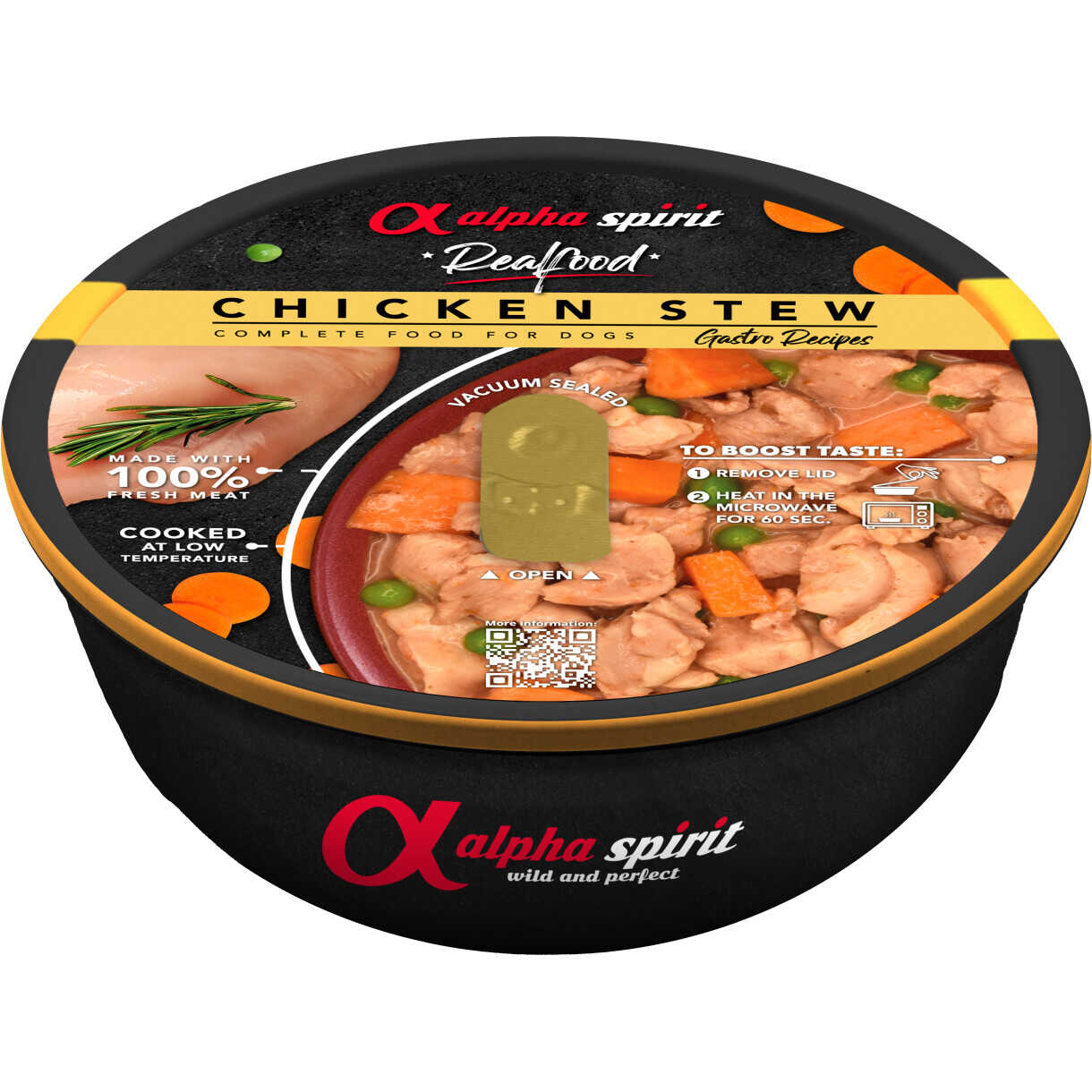 280 g Alpha Spirit Real Food (Huhn) Fertiggerichte für Hunde