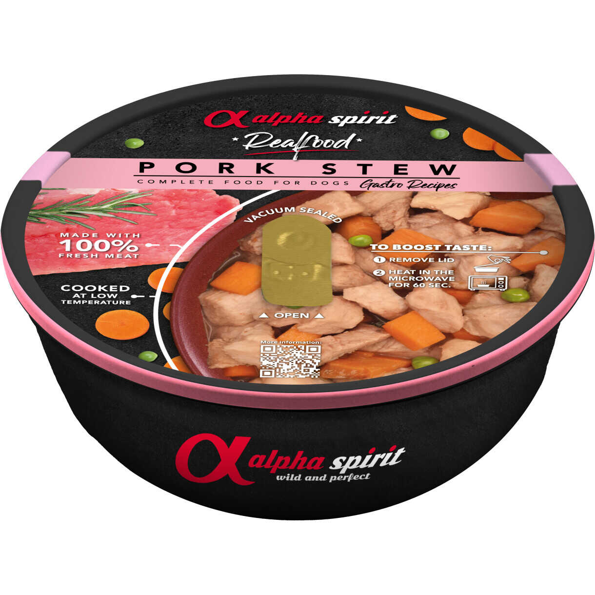 280 g Alpha Spirit Real Food (Schweinefleisch) Fertiggerichte für Hunde