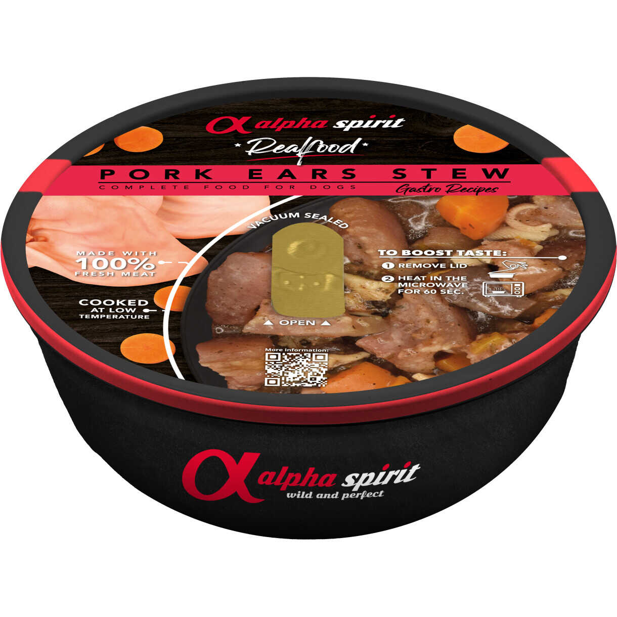 280 g Alpha Spirit Real Food (Schweineohr) Fertiggerichte für Hunde