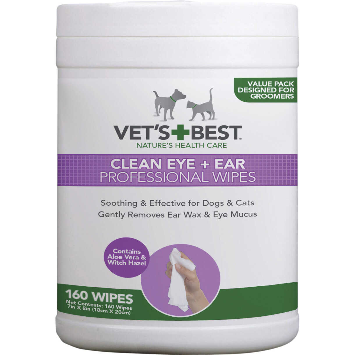 Vets Best Ohr- und Augentuch 160 Stück.