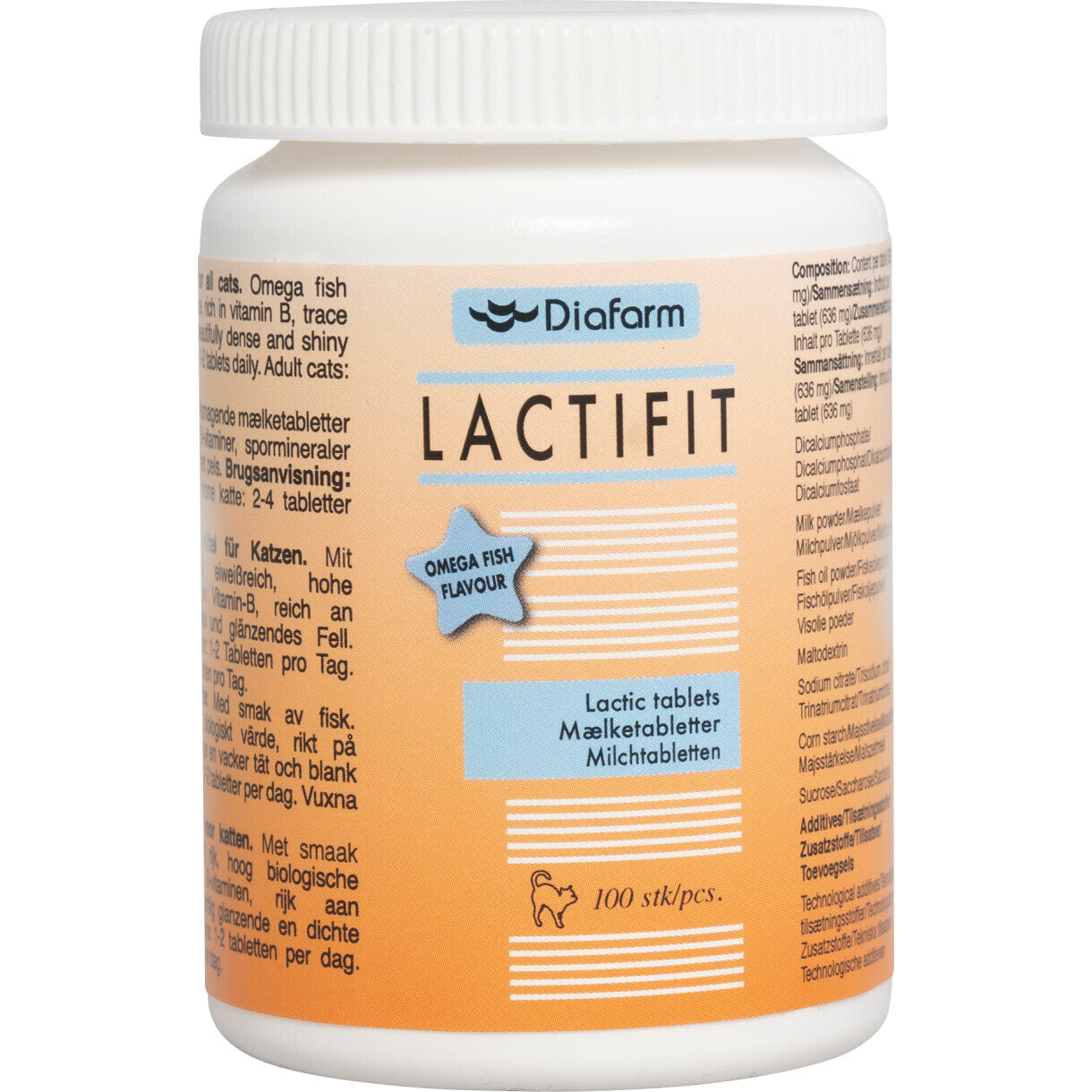 Diafarm LactiFit Milchhefetabletten mit Omega 3 für Katzen 100 Stück