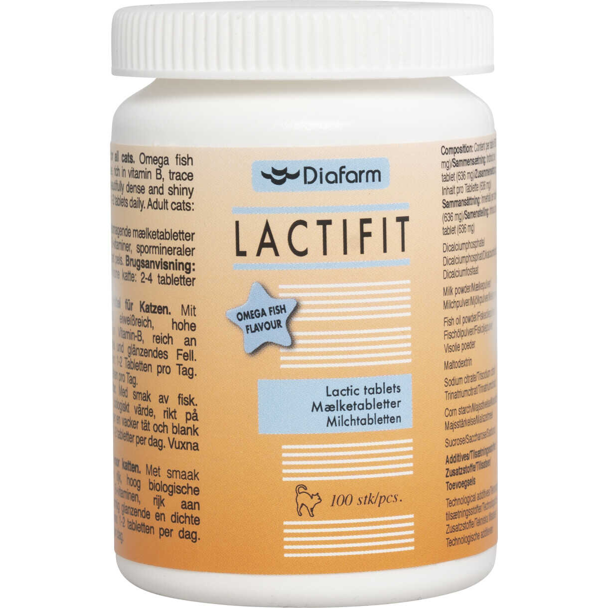 Diafarm LactiFit Milchhefetabletten mit Omega 3 für Katzen 100 Stück