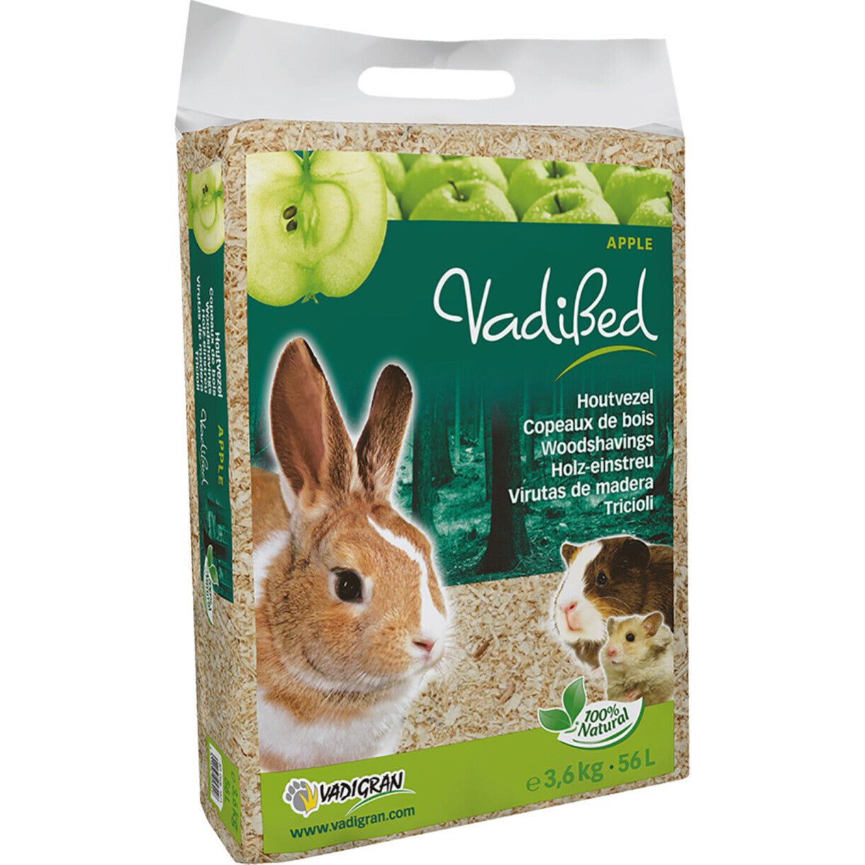 Vadibed Hobelspäne mit Apfel für Nagetiere 56 Liter