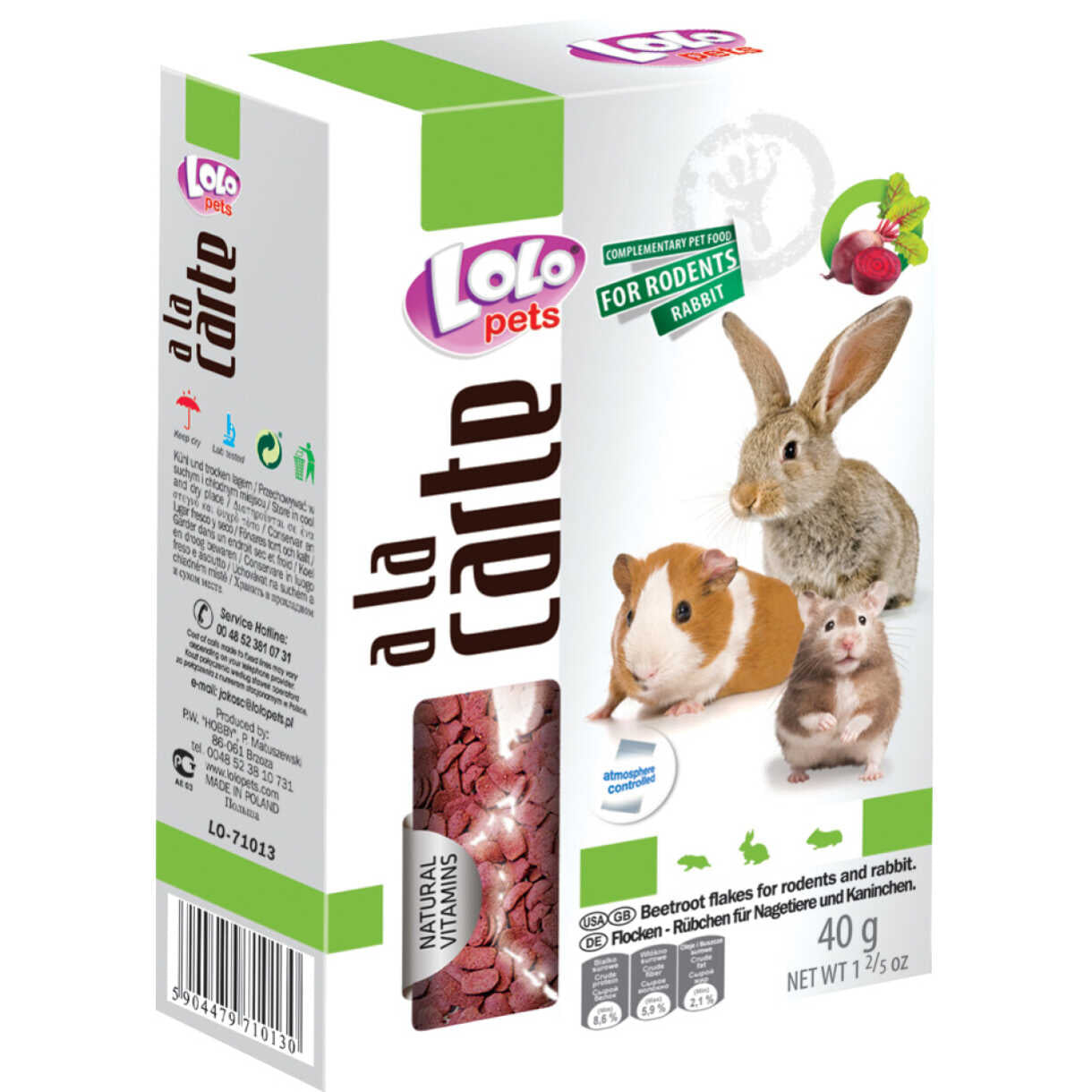 Nager-Leckerli A la carte Flocken - Rote Beete 40 g