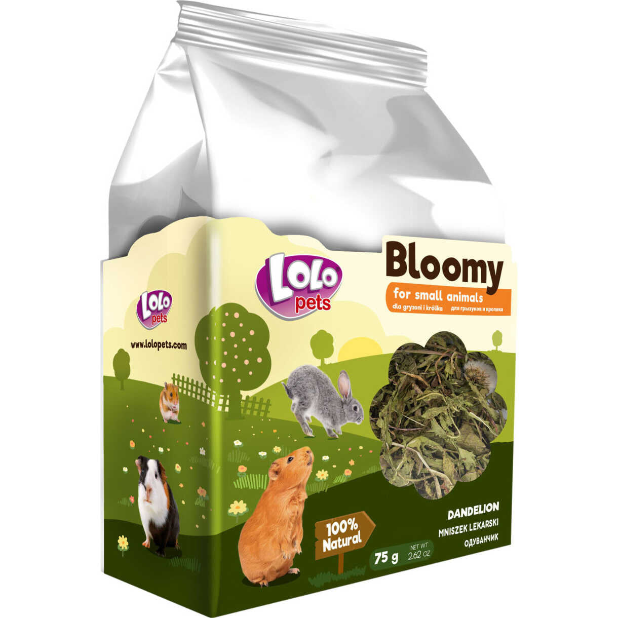 75 gr Lolo Bloomy Snack mit Löwenzahnwurzel für Kaninchen und Nagetiere