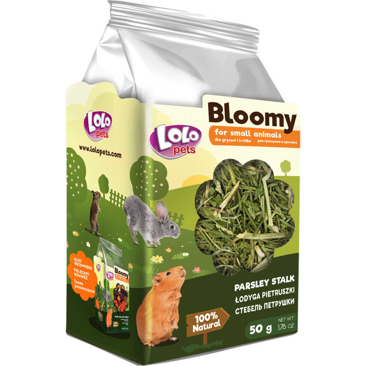 50 gr Lolo Bloomy Snack mit Petersilienstängeln für Kaninchen und Nagetiere