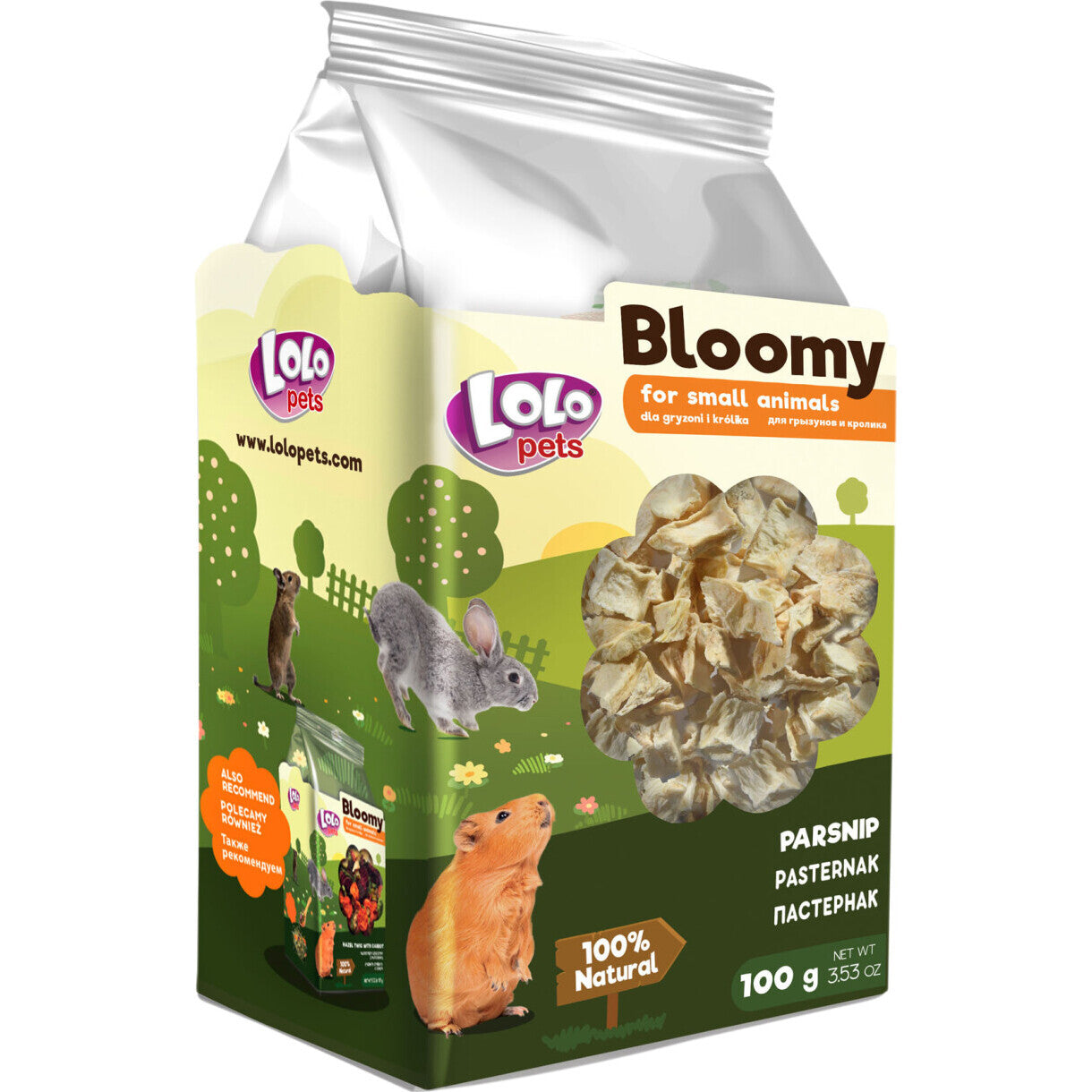 100 gr Lolo Bloomy Snack mit Pastinakenwurzel für Kaninchen und Nagetiere