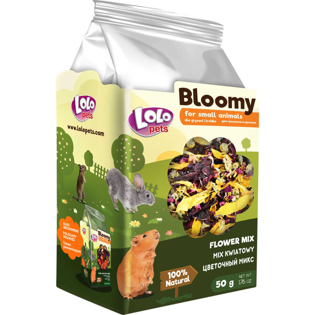 50 gr Lolo Bloomy Snack mit Blumenmischung für Kaninchen und Nagetiere
