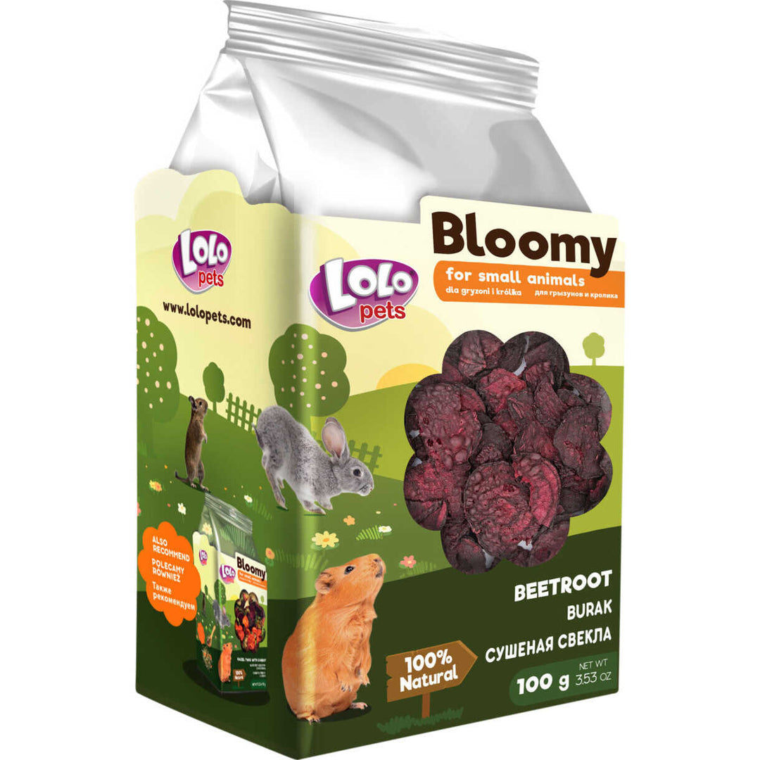 100 gr Lolo Bloomy Snack mit Roter Bete für Kaninchen und Nagetiere